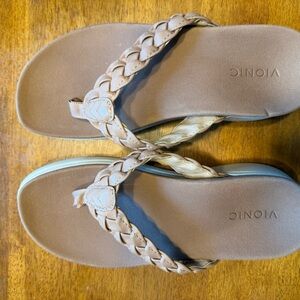 Vionic Tan Braided Sandals with Cushioned Sole